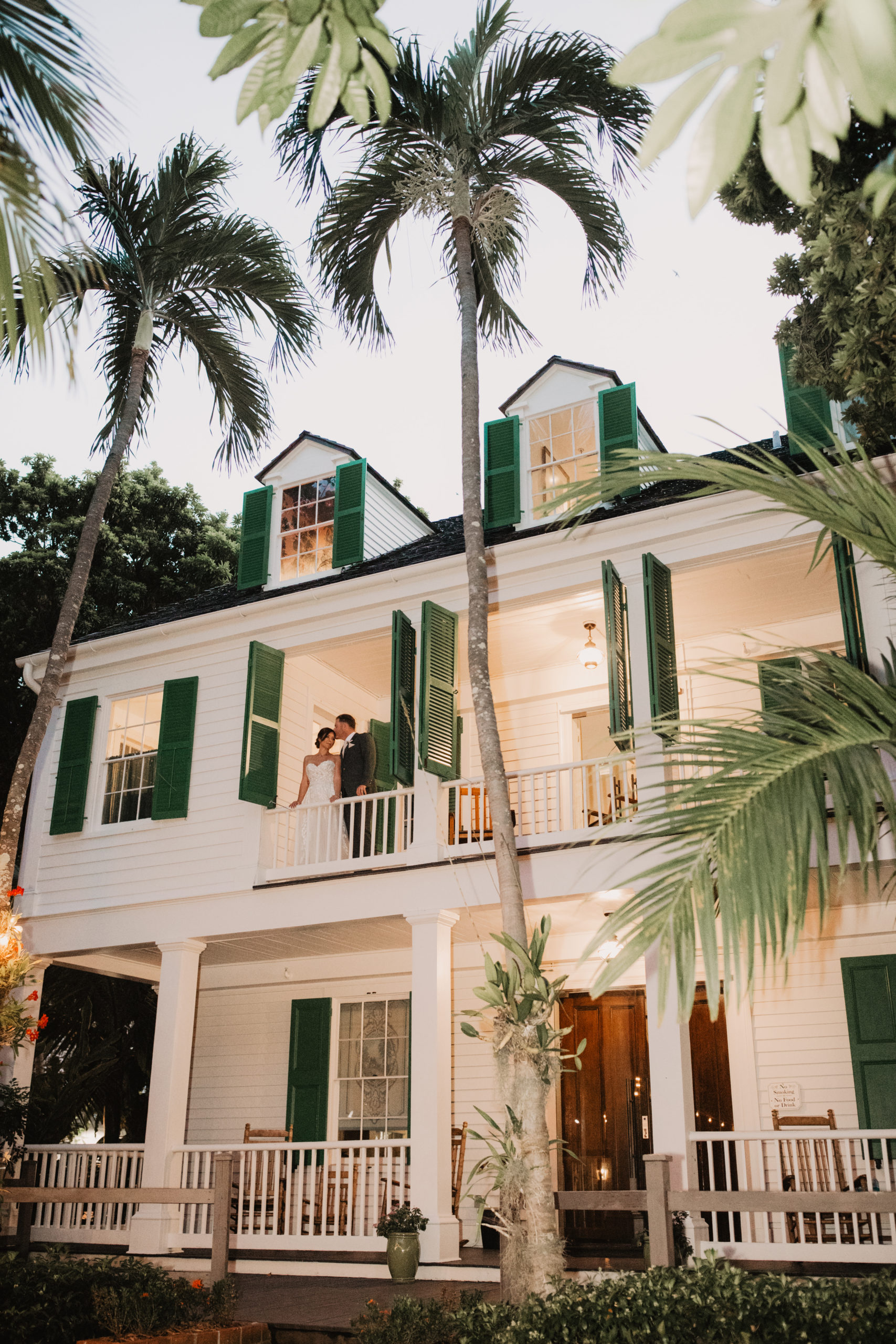 the bride and groom on their wedding venue in Key West
