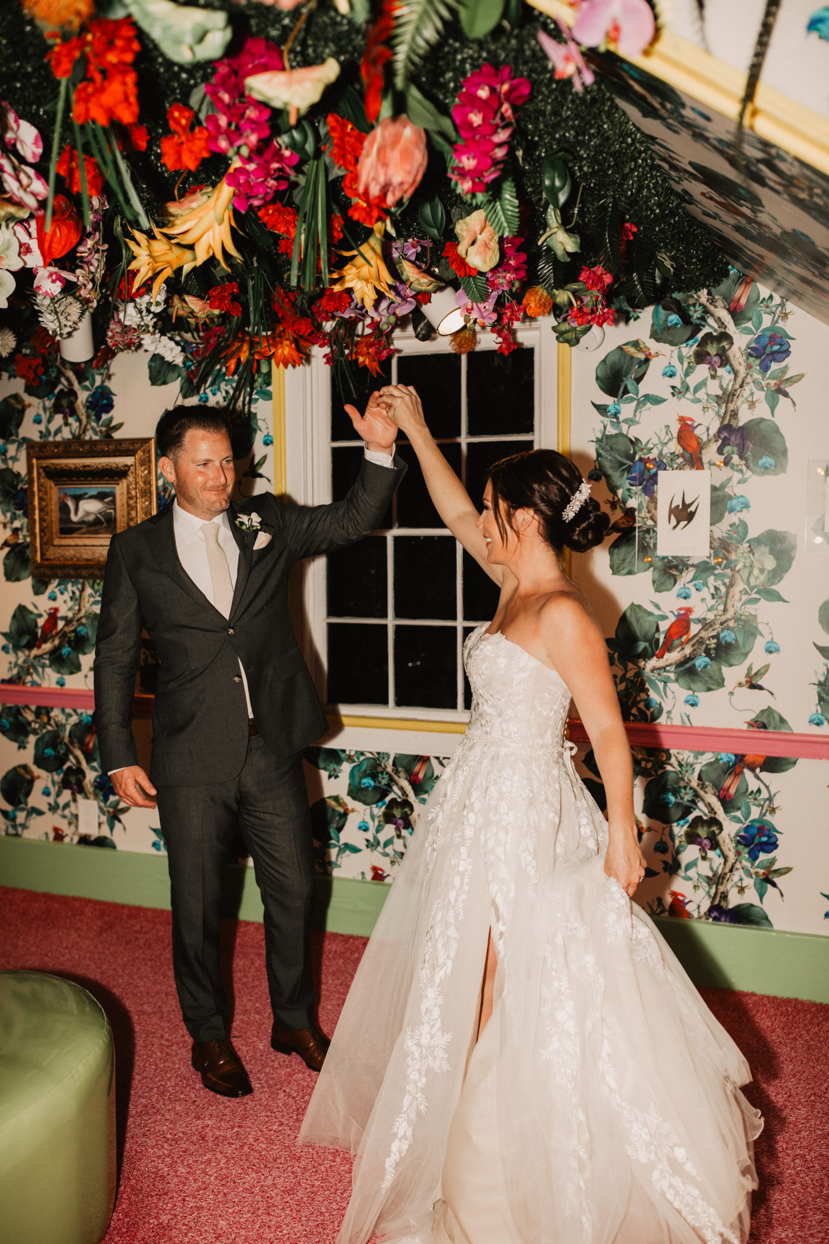 bride spinning with her husband at their Key West venue