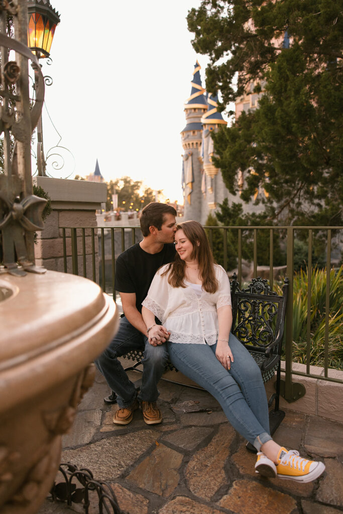 romantic couples photography for engagement photos Florida at the Magic Kingdom