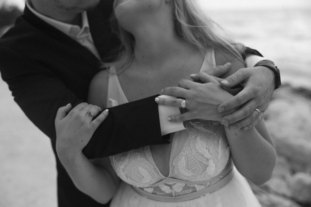 black and white wedding photo of Key West elopement