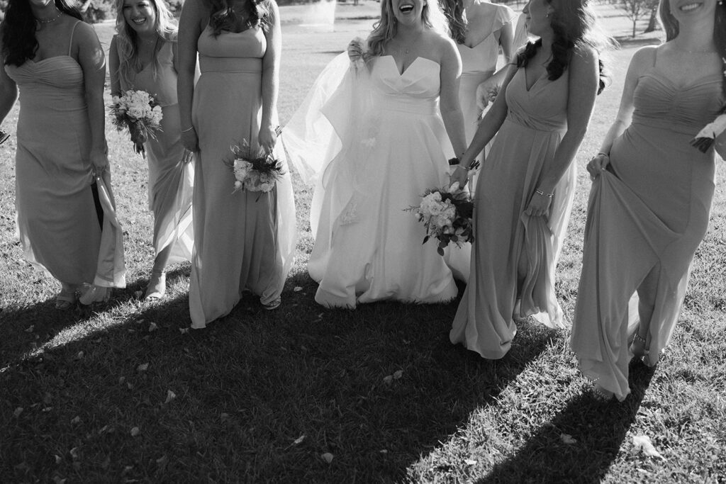 the bridesmaids walking together